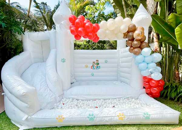 Fun castle con piscina de pelotas y resbaladera curva básico
